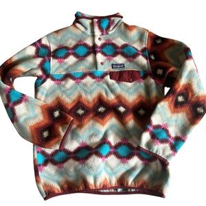 Rare Patagonia Synchilla SnapT Fleece Pullover Jacket‎ Women’s Small Aztec Print